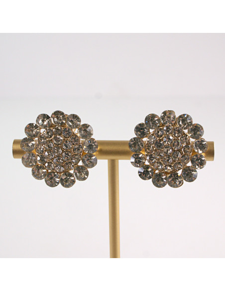 Klipsy do Uszu Lolita Akcesoria Klips do Ucha "GUZIKI" CYRKONIE VINTAGE