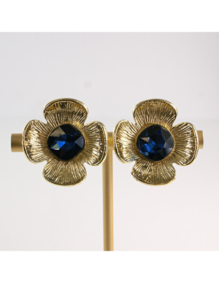 Klipsy do Uszu Lolita Akcesoria Klips do Ucha ZŁOTE "GUZIKI" VINTAGE KWIATY