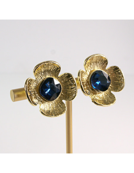 Klipsy do Uszu Lolita Akcesoria Klips do Ucha ZŁOTE "GUZIKI" VINTAGE KWIATY