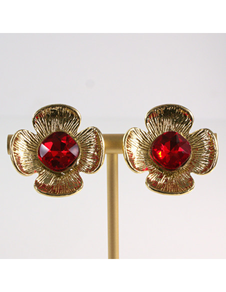 Klipsy do Uszu Lolita Akcesoria Klips do Ucha ZŁOTE "GUZIKI" VINTAGE KWIATY