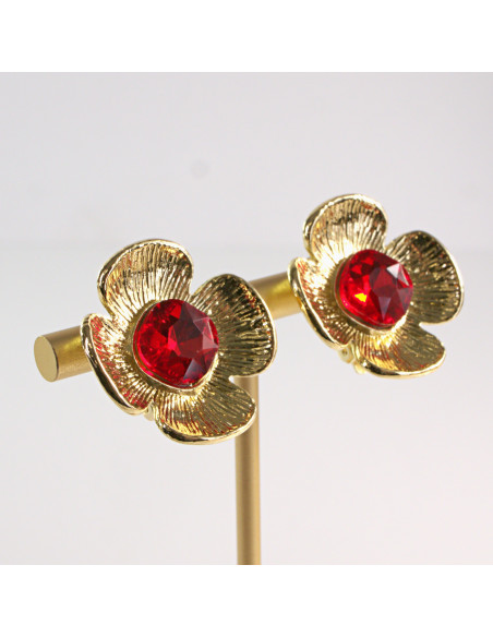 Klipsy do Uszu Lolita Akcesoria Klips do Ucha ZŁOTE "GUZIKI" VINTAGE KWIATY