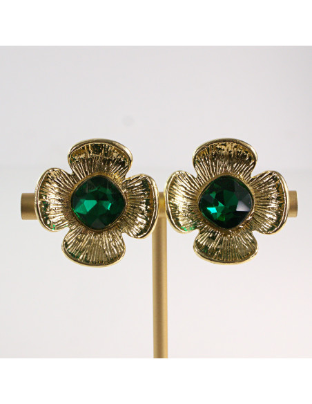 Klipsy do Uszu Lolita Akcesoria Klips do Ucha ZŁOTE "GUZIKI" VINTAGE KWIATY