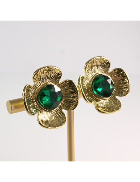 Klipsy do Uszu Lolita Akcesoria Klips do Ucha ZŁOTE "GUZIKI" VINTAGE KWIATY