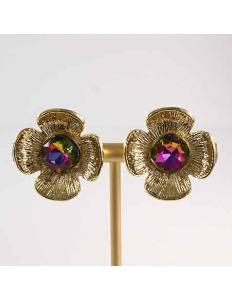 Klipsy do Uszu Lolita Akcesoria Klips do Ucha ZŁOTE "GUZIKI" VINTAGE KWIATY