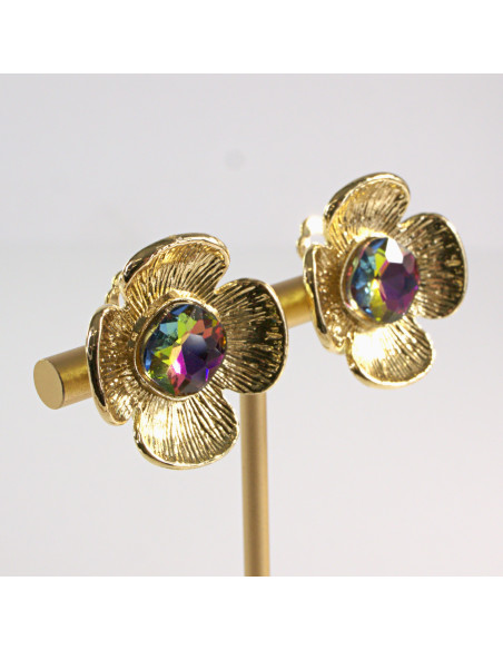 Klipsy do Uszu Lolita Akcesoria Klips do Ucha ZŁOTE "GUZIKI" VINTAGE KWIATY