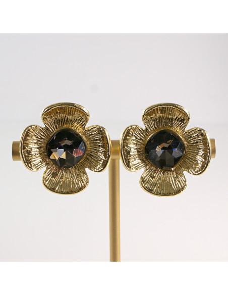 Klipsy do Uszu Lolita Akcesoria Klips do Ucha ZŁOTE "GUZIKI" VINTAGE KWIATY