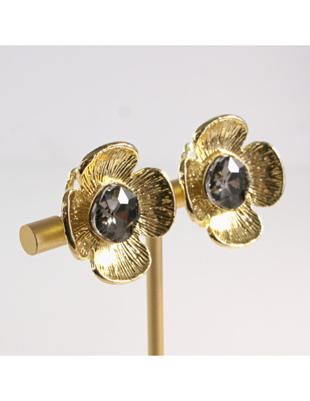 Klipsy do Uszu Lolita Akcesoria Klips do Ucha ZŁOTE "GUZIKI" VINTAGE KWIATY