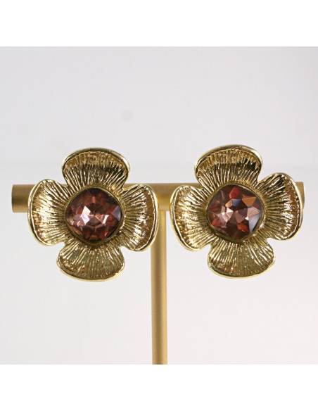 Klipsy do Uszu Lolita Akcesoria Klips do Ucha ZŁOTE "GUZIKI" VINTAGE KWIATY