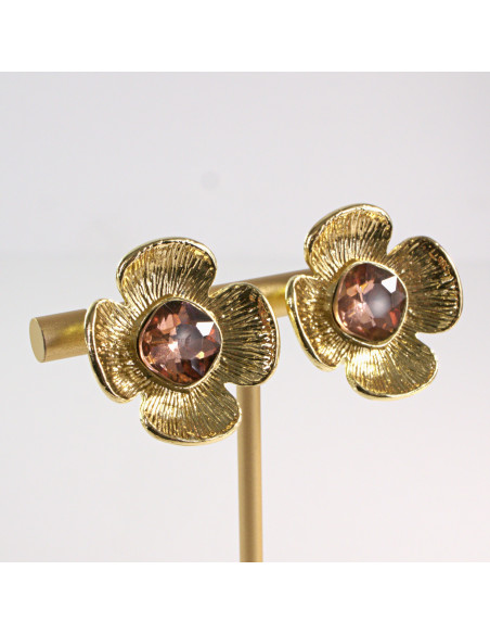 Klipsy do Uszu Lolita Akcesoria Klips do Ucha ZŁOTE "GUZIKI" VINTAGE KWIATY