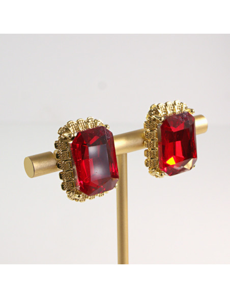 Klipsy do Uszu Lolita Accessories Klips do Ucha a'la BRYLANT CZERWONY