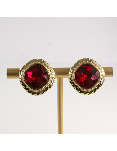 Klipsy do Uszu Lolita Accessories Klips do Ucha a'la BRYLANT CZERWONY