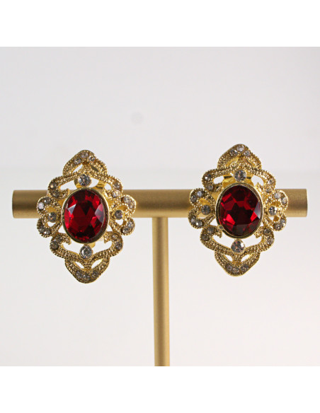 Klipsy do Uszu Lolita Accessories Klips do Ucha a'la BRYLANT CZERWONY