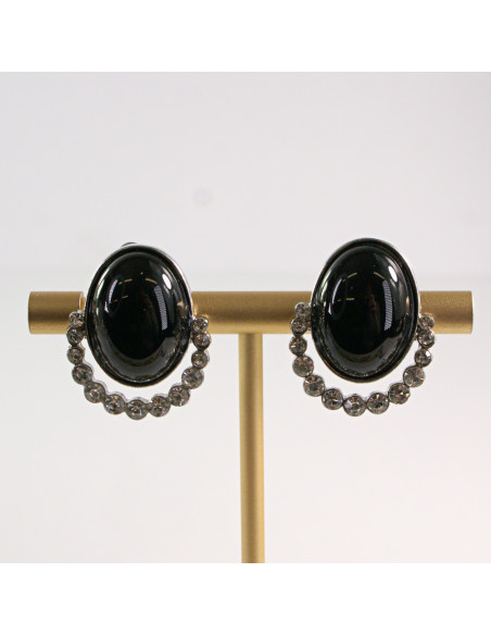 Klipsy do Uszu Lolita Accessories Klips do Ucha CZARNY MEDALION