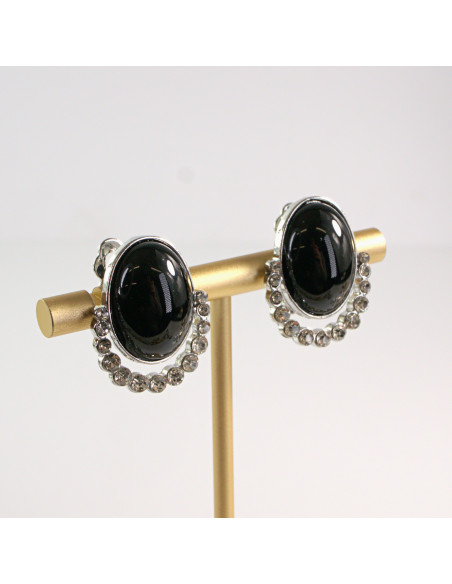 Klipsy do Uszu Lolita Accessories Klips do Ucha CZARNY MEDALION