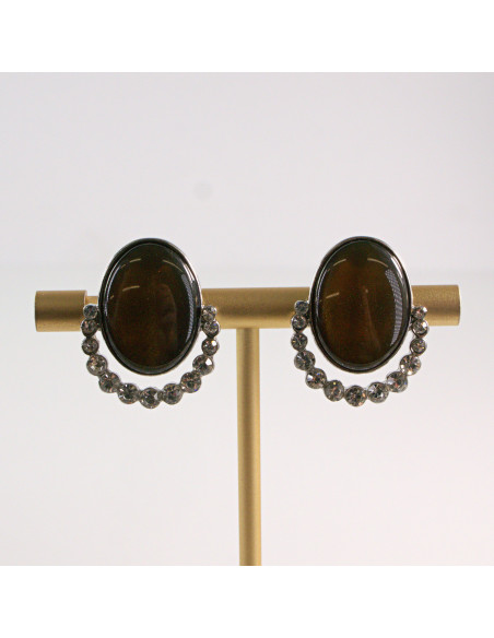 Klipsy do Uszu Lolita Accessories Klips do Ucha BRĄZOWY MEDALION