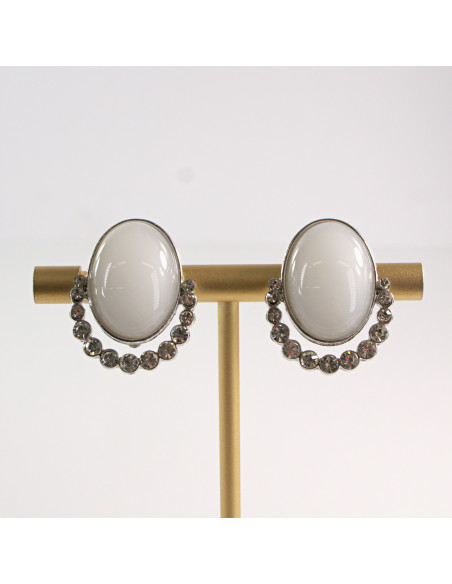 Klipsy do Uszu Lolita Accessories Klips do Ucha BIAŁY ECRU MEDALION