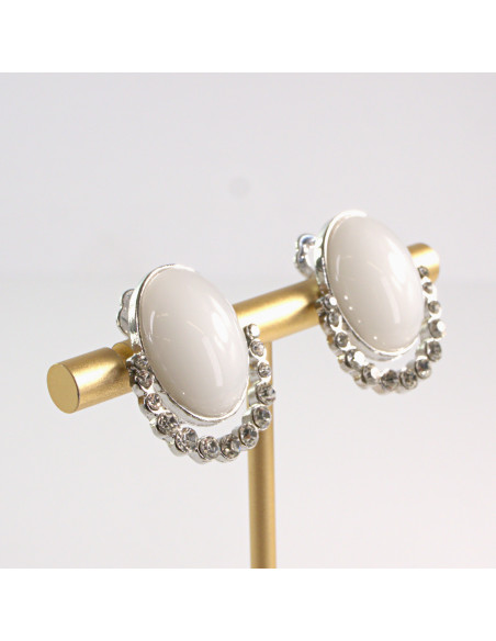 Klipsy do Uszu Lolita Accessories Klips do Ucha BIAŁY ECRU MEDALION