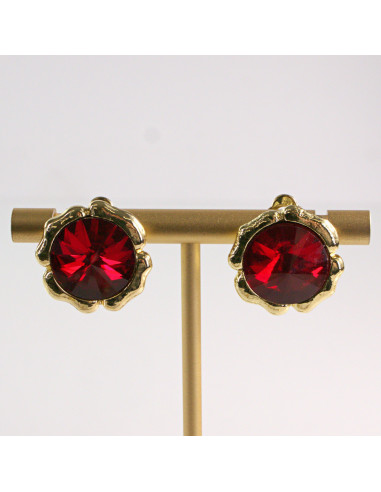 Klipsy do Uszu Lolita Accessories Klips do Ucha CZERWONE KAMIENIE