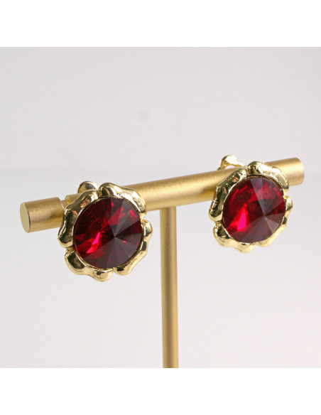 Klipsy do Uszu Lolita Accessories Klips do Ucha CZERWONE KAMIENIE