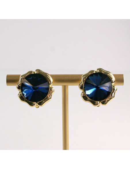 Klipsy do Uszu Lolita Accessories Klips do Ucha GRANATOWY KAMIENIE