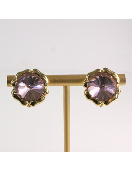Klipsy do Uszu Lolita Accessories Klips do Ucha RÓŻOWY KAMIENIE