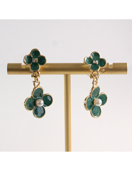 Klipsy do Uszu Lolita Accessories Klips do Ucha KWIATEK zielona KONICZYNKA