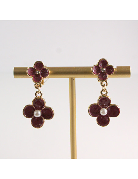 Klipsy do Uszu Lolita Accessories Klips do Ucha KWIATEK bordowa KONICZYNKA