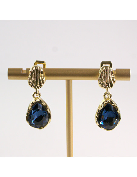 Klipsy do Uszu Lolita Accessories Klips do Ucha WISZĄCE GRANATOWE ŁEZKI