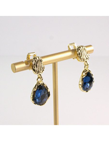 Klipsy do Uszu Lolita Accessories Klips do Ucha WISZĄCE GRANATOWE ŁEZKI