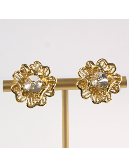 Klipsy do Uszu Lolita Akcesoria Klips do Ucha ZŁOTE "GUZIKI" VINTAGE KWIATY