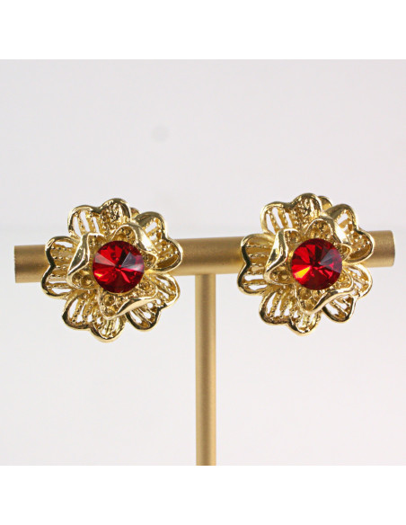 Klipsy do Uszu Lolita Akcesoria Klips do Ucha ZŁOTE "GUZIKI" VINTAGE KWIATY