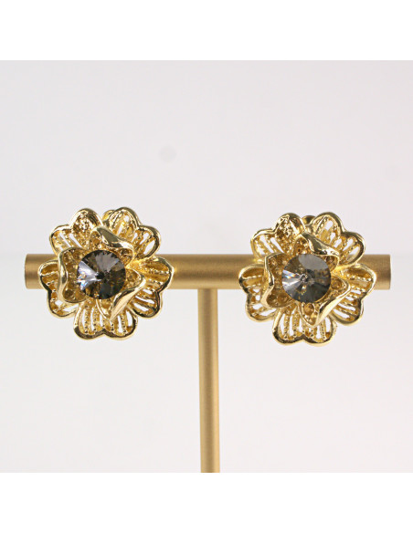 Klipsy do Uszu Lolita Akcesoria Klips do Ucha ZŁOTE "GUZIKI" VINTAGE KWIATY