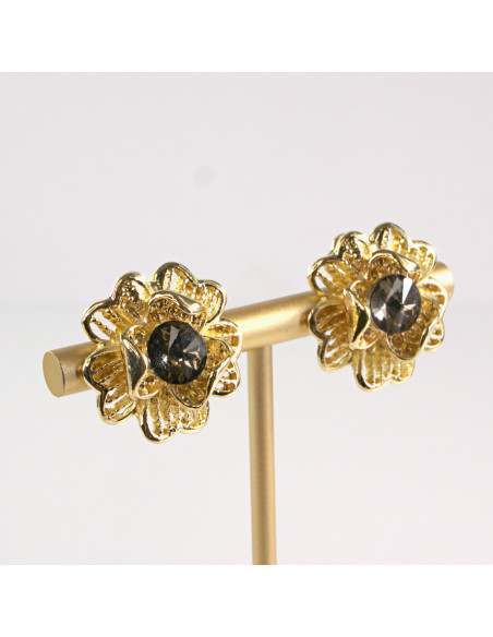 Klipsy do Uszu Lolita Akcesoria Klips do Ucha ZŁOTE "GUZIKI" VINTAGE KWIATY