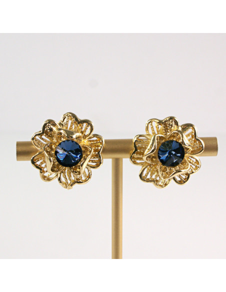 Klipsy do Uszu Lolita Akcesoria Klips do Ucha ZŁOTE "GUZIKI" VINTAGE KWIATY