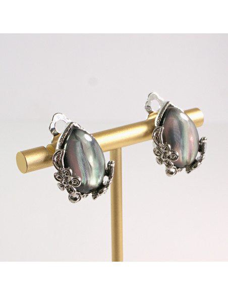 Klipsy do Uszu Lolita Akcesoria Klips do Ucha Łezki z KWIATKAMI