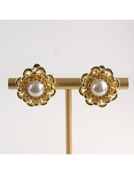Klipsy do Uszu Lolita Akcesoria Klips do Ucha ZŁOTE "GUZIKI" VINTAGE PERŁY