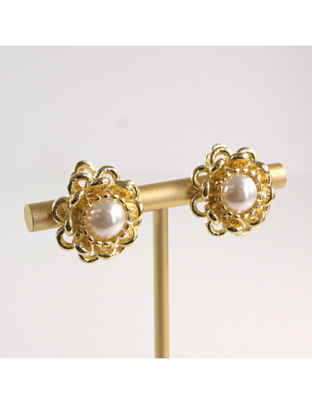 Klipsy do Uszu Lolita Akcesoria Klips do Ucha ZŁOTE "GUZIKI" VINTAGE PERŁY