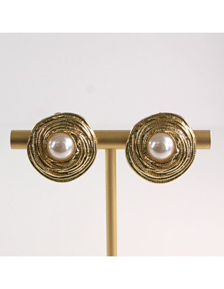 Klipsy do Uszu Lolita Akcesoria Klips do Ucha ZŁOTE "GUZIKI" VINTAGE PERŁY