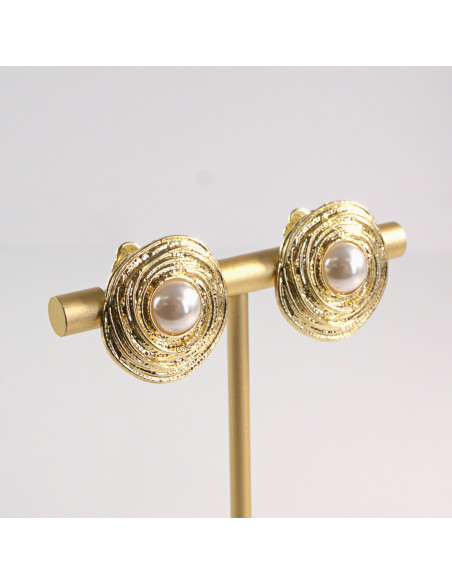 Klipsy do Uszu Lolita Akcesoria Klips do Ucha ZŁOTE "GUZIKI" VINTAGE PERŁY