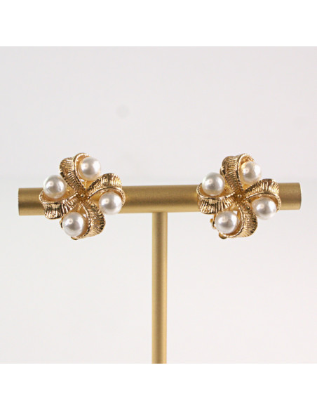 Klipsy do Uszu Lolita Akcesoria Klips do Ucha ZŁOTE "GUZIKI" VINTAGE PERŁY