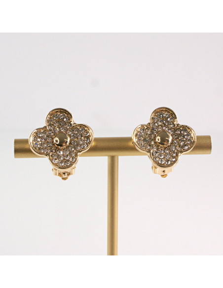 Klipsy do Uszu Lolita Akcesoria Klips do Ucha CYRKONIE ŚWIECĄCE KWIATKI