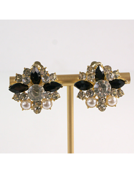 Klipsy do Uszu Lolita Akcesoria Klips do Ucha CYRKONIE ŚWIECĄCE KWIATKI