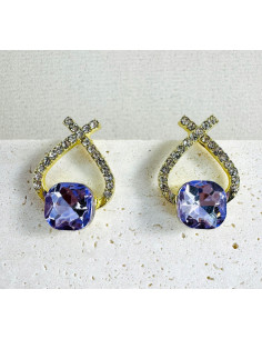 Kolczyki FIOLETOWE KAMIEŃ Lolita Accessories srebrny...