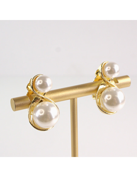 Klipsy do Uszu Lolita Accessories Klips do Ucha PODWÓJNA PERŁA PEREŁKI