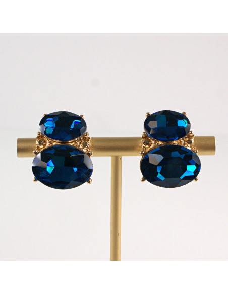 Klipsy do Uszu Lolita Accessories Klips do Ucha GRANATOWY KAMIENIE