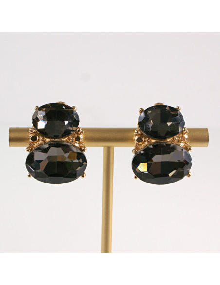 Klipsy do Uszu Lolita Accessories Klips do Ucha a'la BRYLANT GRAFITOWY