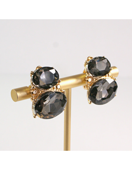 Klipsy do Uszu Lolita Accessories Klips do Ucha a'la BRYLANT GRAFITOWY