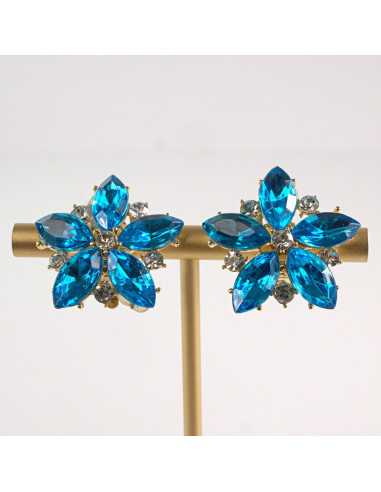 Klipsy do Uszu Lolita Accessories Klips do Ucha NIEBIESKIE KWIATY KWIAT