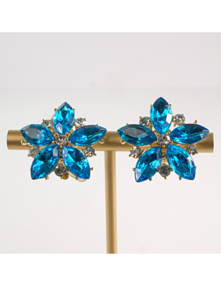 Klipsy do Uszu Lolita Accessories Klips do Ucha NIEBIESKIE KWIATY KWIAT