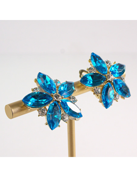 Klipsy do Uszu Lolita Accessories Klips do Ucha NIEBIESKIE KWIATY KWIAT